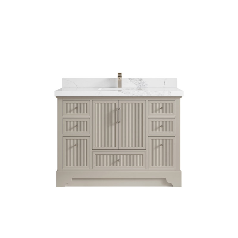 Alys 48'' Single Bathroom Vanity with Quartz Top, Calacatta Nuvo