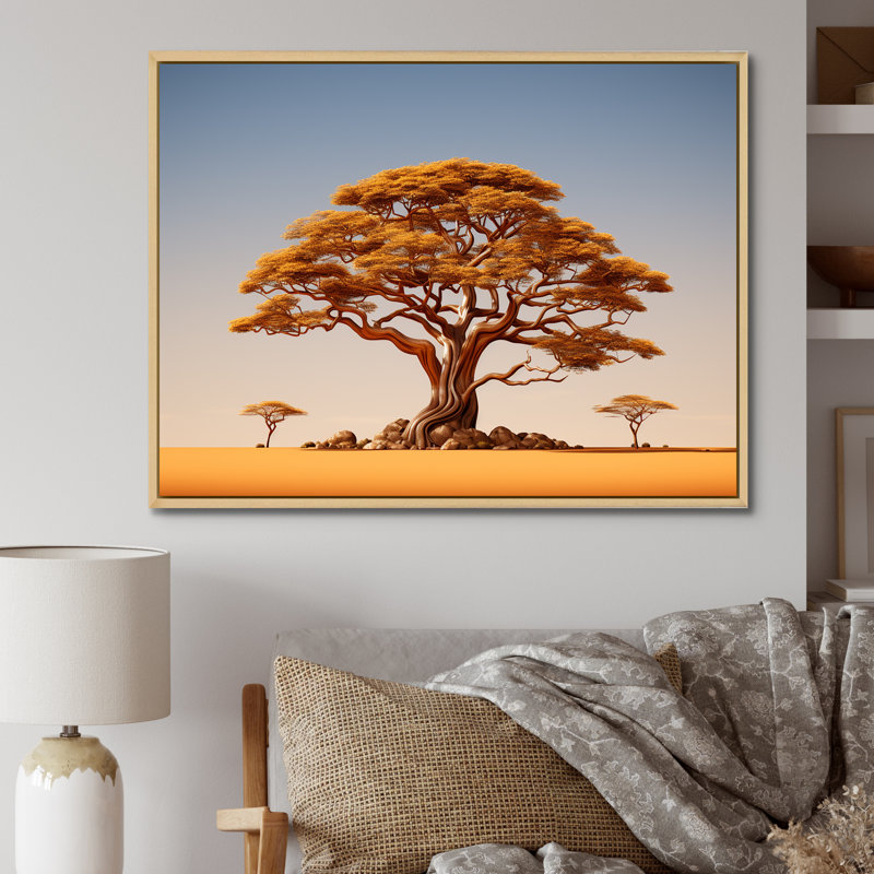Arbre africain Tonnelle IV sur toile, Gold Picture Framed, H 34 po x l 44 po