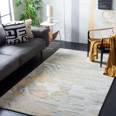 Tapis abstrait en laine et coton touffeté à la main Jaxony Metro