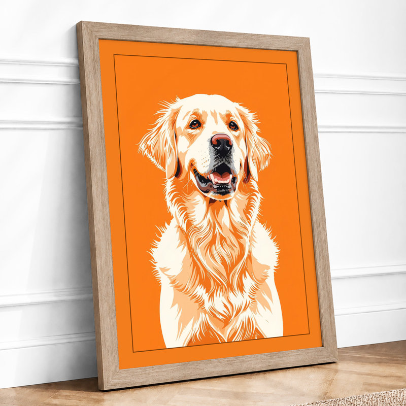 Golden Retriever Portrait Modern - Print, Oak, A4 - 29.7 x 21.0 cm