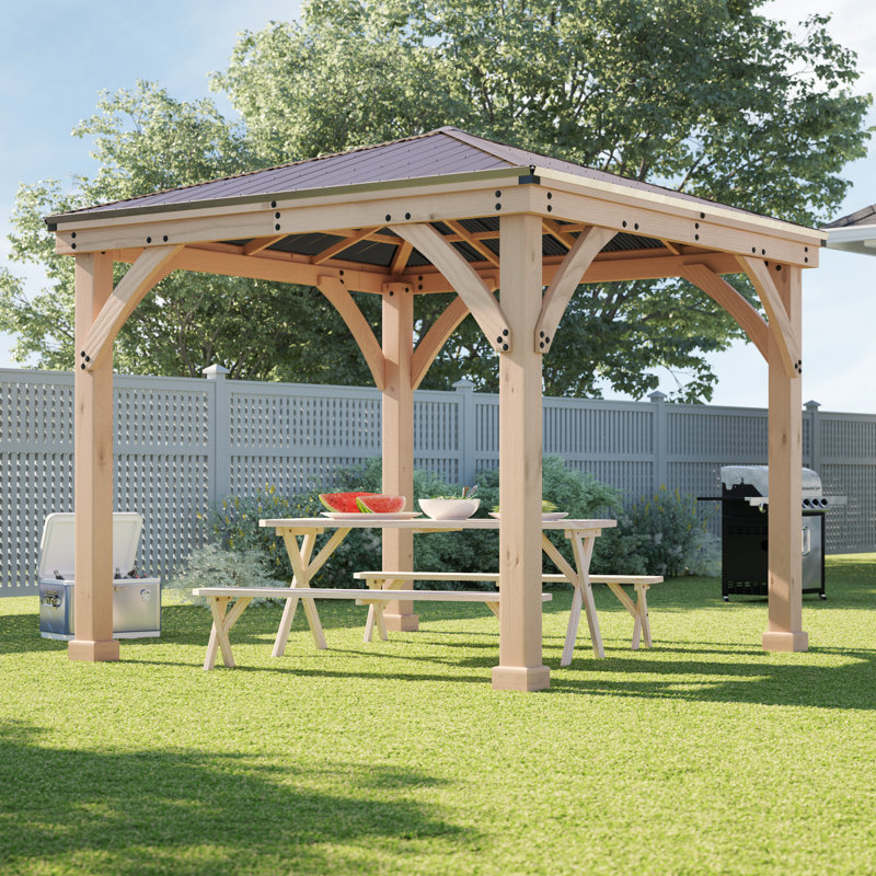 Cedar and Mocha Aluminum Roof 10' x 10' Gazebo
