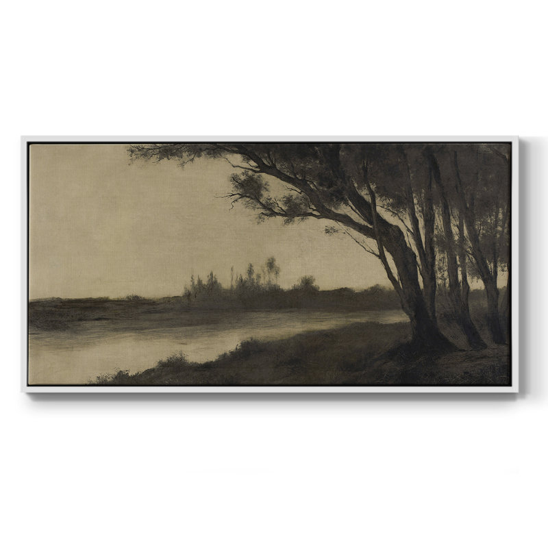 Paysage, série DCC-XXVVI, toile tendue avec châssis, prête à être accrochée, H 17 po x l 33 po, Blanc