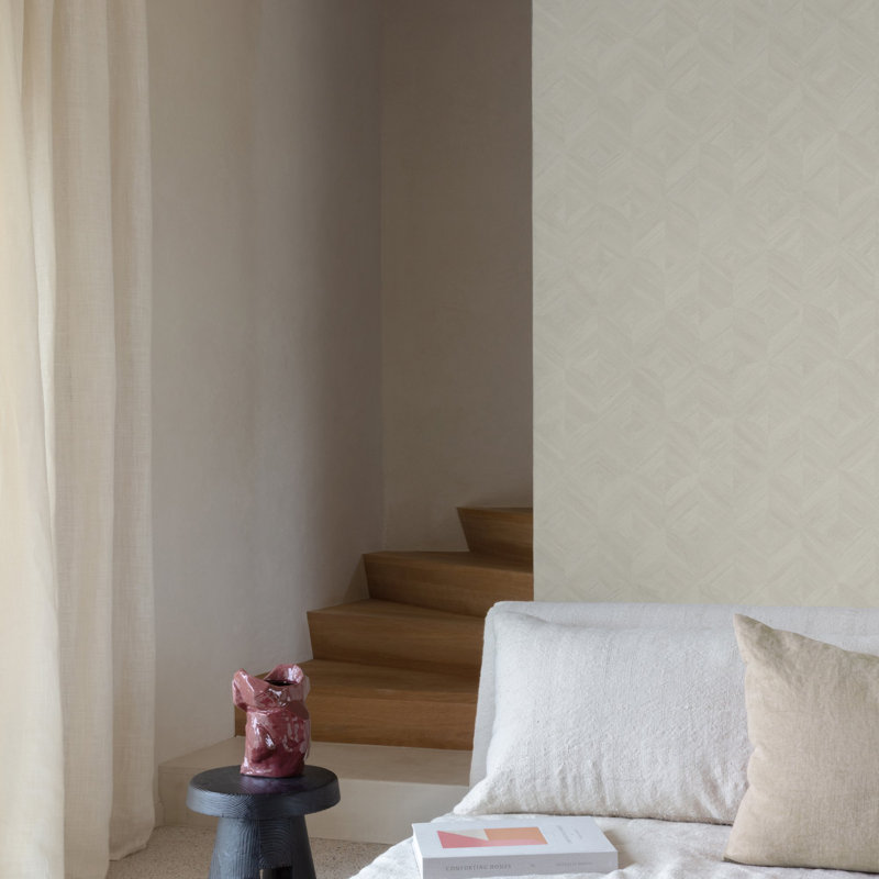 Surfaces Collection Geometric Prism Wallpaper Roll, Off-White