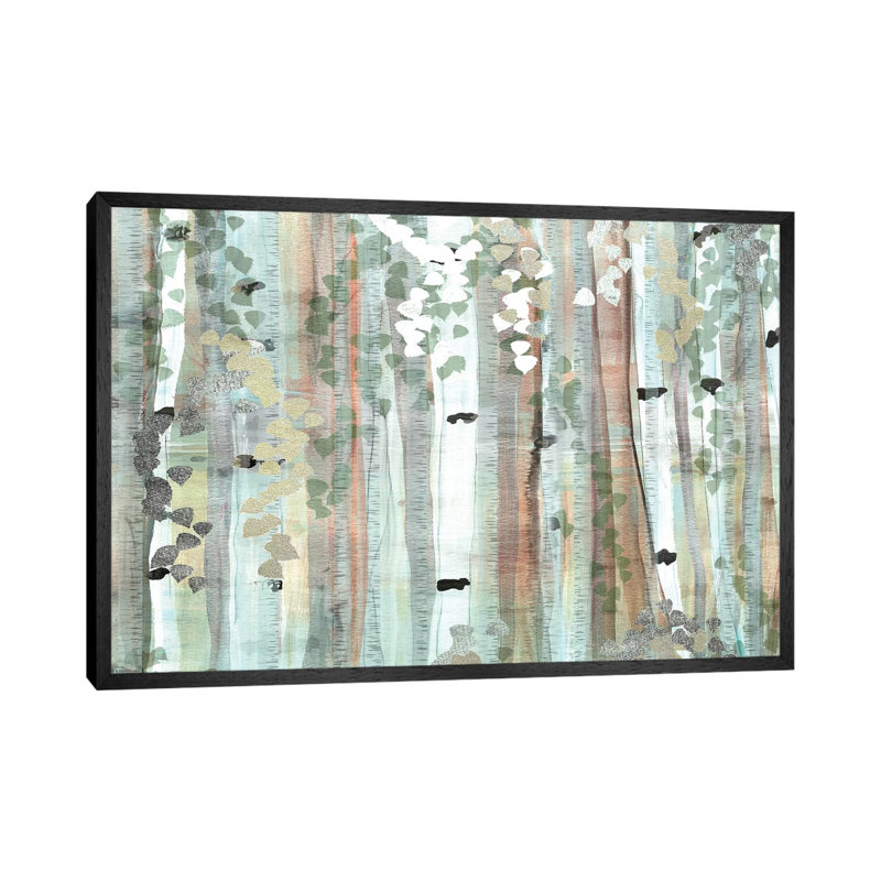 Spring Birch Meadow by Susan Jill - Painting on Canvas, Black Floater Framed, 45.72cm H x 66.04cm W x 3.81cm D