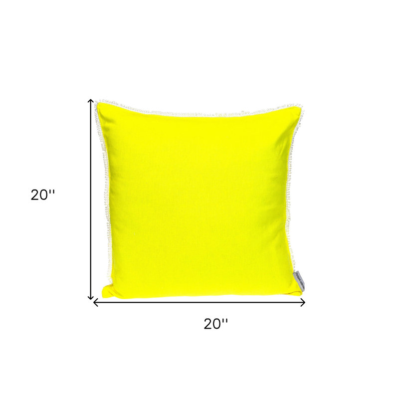 20" Yellow Cotton Throw Pillow
