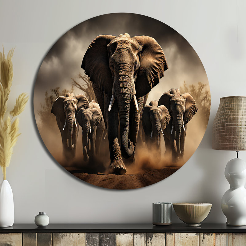 Cheung - animaux, art en métal rond, H 16 po x l 16 po