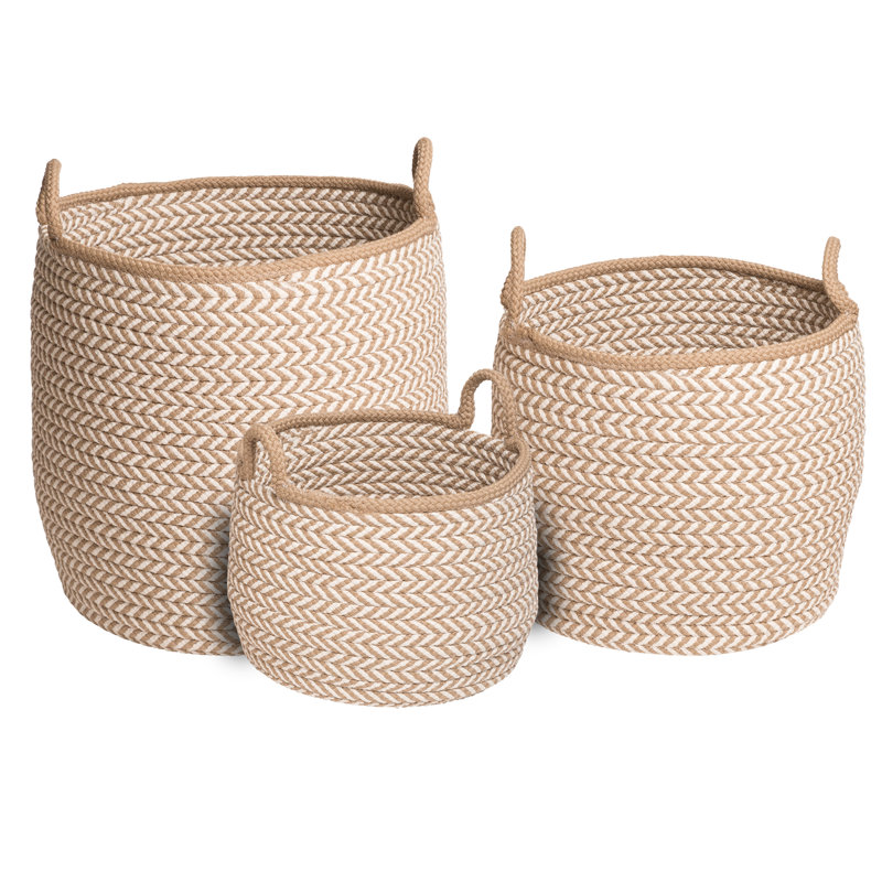 Panier de rangement avec poignées Preve, Taupe / Blanc, H 17 po x l 18 po x P 17 po