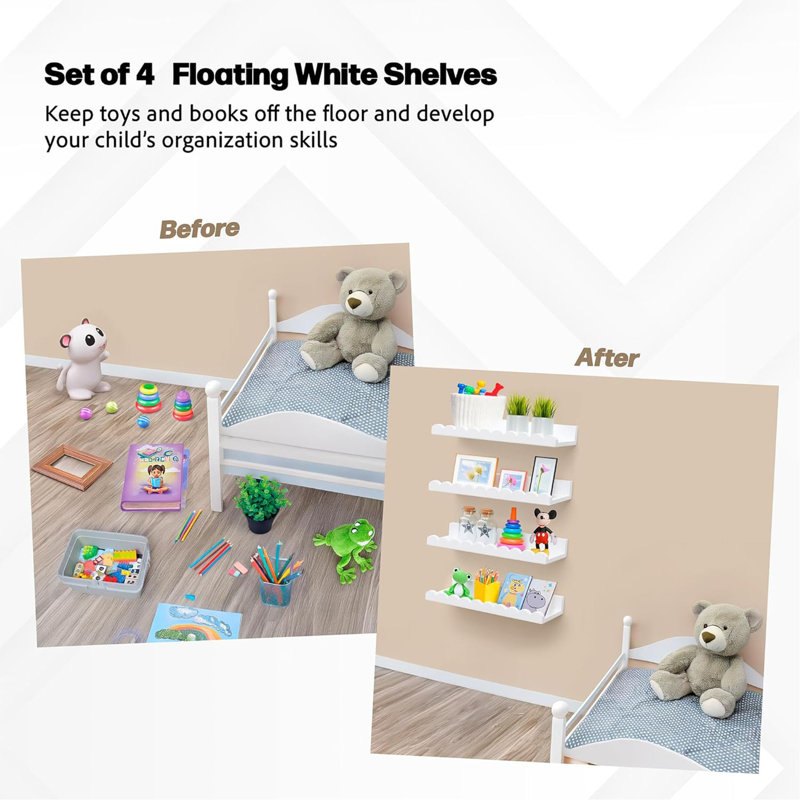 Tablettes flottantes, paquet de 4, blanc