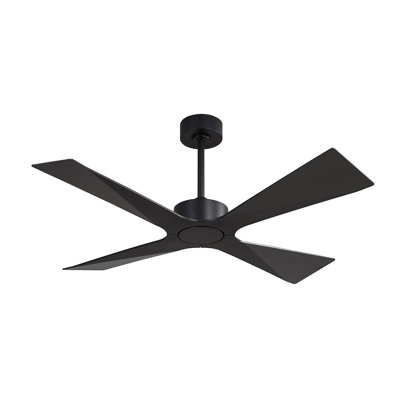 54" Outdoor Ceiling Fan 4 ABS Blades, Reversible DC Motor, 6-Speed Remote Control, Wet Rated Waterproof Ceiling Fan-Black