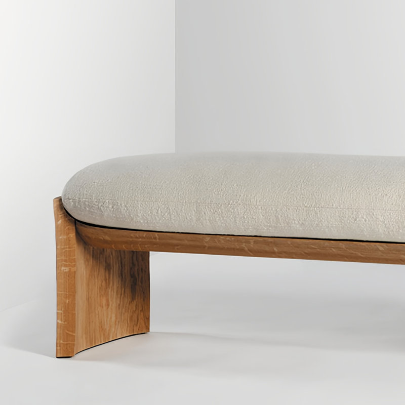 Banc rembourré en tissu, Brun, H 16,53 po x l 51,18 po x P 17,71 po