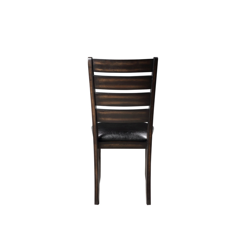 Ensemble de 2 chaises d'appoint en cuir synthétique noir et finition espresso