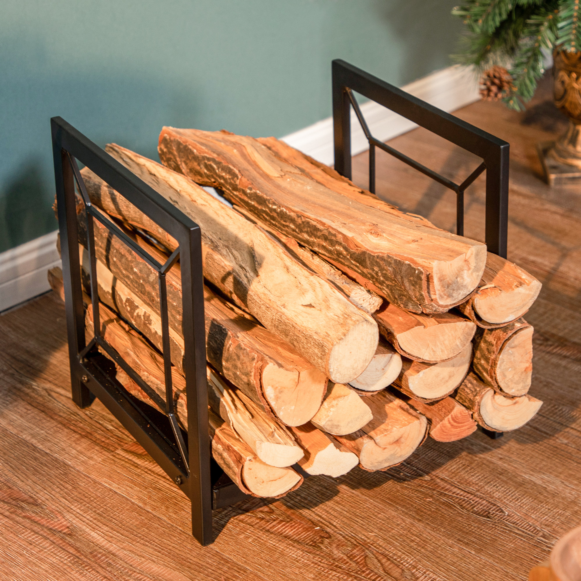 Heavy Duty Metal Firewood Log Rack Wood Storage Firewood Holder Indoor  Outdoor