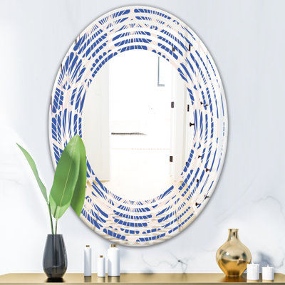 Vagues rétro bleues - miroir décoratif abstrait