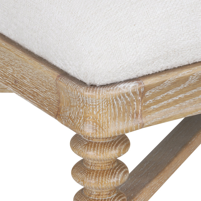 Lawrence Upholstered Accent Stool, Almond