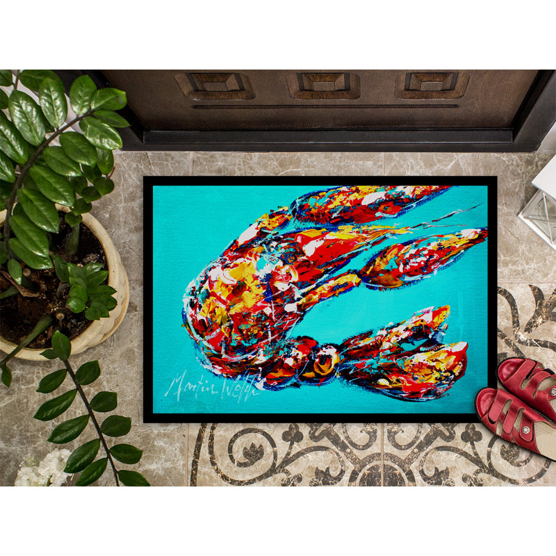 Tapis de porte intérieur anti-dérapants lucy the crawfish, Rectangle 2 pi x 3 pi