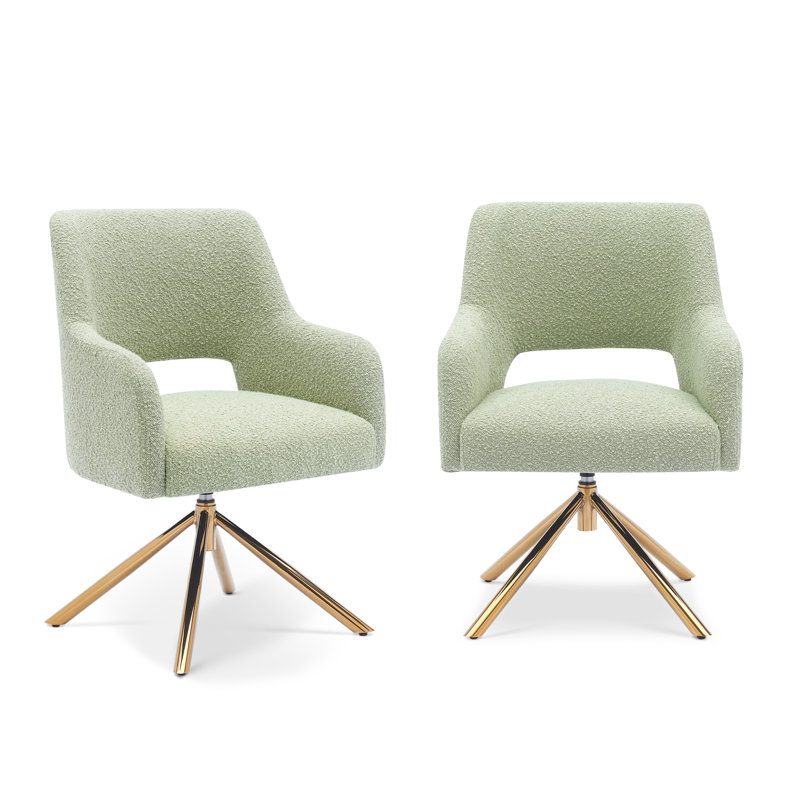 Upholstered Swivel Armchair, Green Polyester Blend