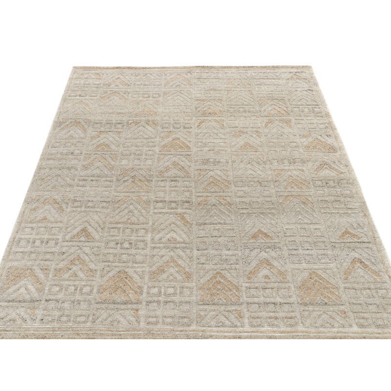 Scandinavian Wool Geometric Area Rug, Rectangle 9' x 12'