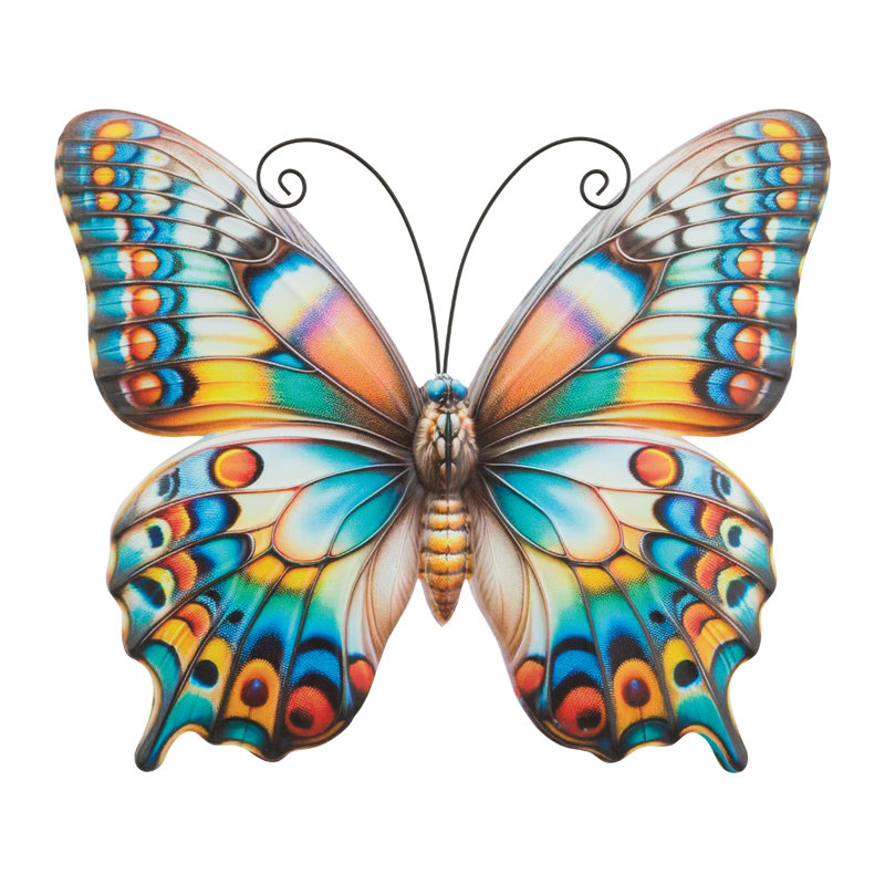 Décoration murale papillon en verre et métal 20 po Garden Vibe, Multi, Grand