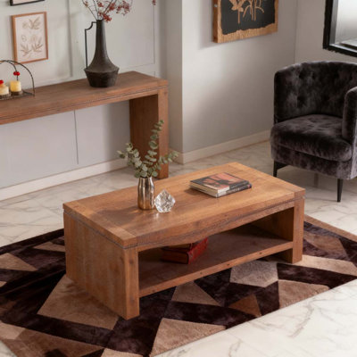 47.24" Rustic 2-Tier Rectangle Coffee Table