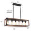 Luminaire lustre rectangulaire à 6 lumières brun pour îlot de cuisine à intensité variable