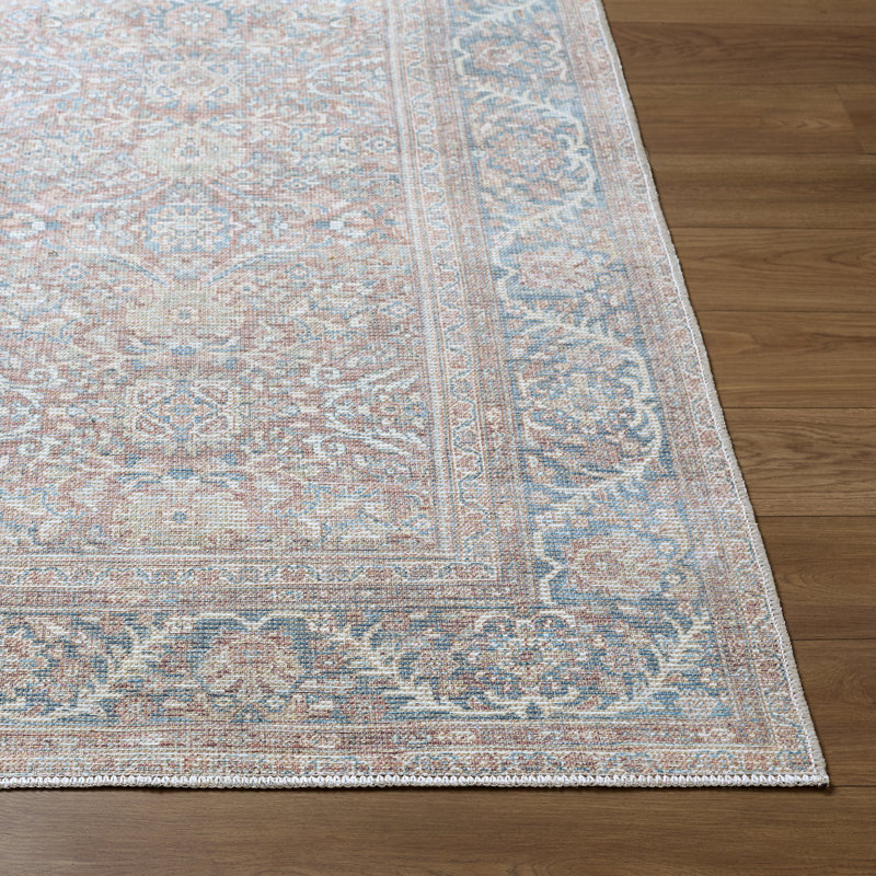Abstract Area Rug, Blue,Brown,White,Tan,Orange, Rectangle 60 x 90 cm