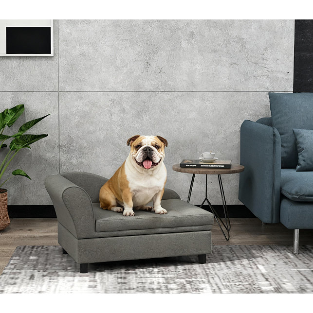 Canapé-lit pour animaux de compagnie avec rangement, H 16,9 po x l 29,9 po x P 17,7 po, Gris