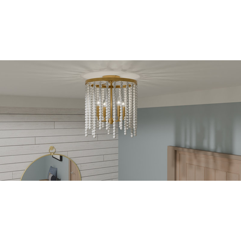 Dalesia 4-Light Aged Brass Semi-Flush Mount Light
