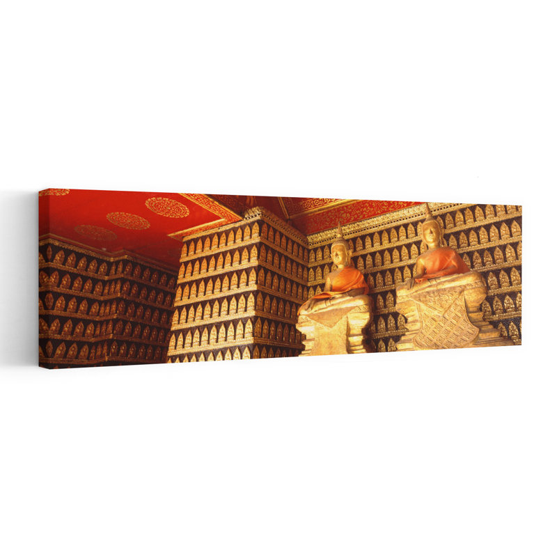 Buddhas Wat Xien Thong Luang Prabang, Laos, art mural contemporain abstrait, H 12 po x l 36 po