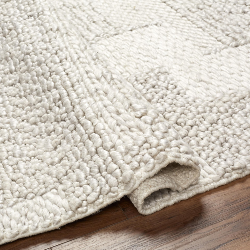 Vesta Handmade Hand Woven Light Gray Rug, Rectangle 8' x 10'