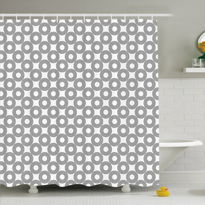 Dru Geometric Shower Curtain with Hooks Included