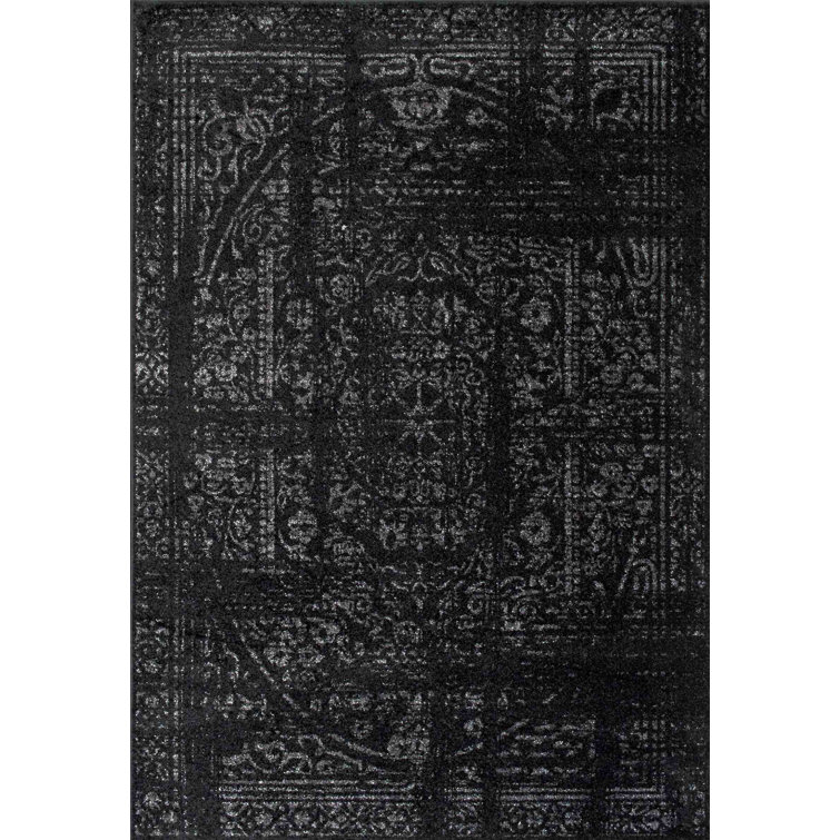 Adetoun Traditional Power Loom Performance Black/Gray Rug