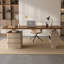 Bureau rectangulaire à 3 tiroirs Brownness + Beige-486252929-486252931
