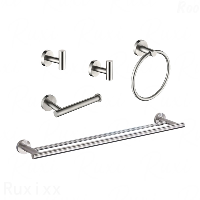 Ensemble de support à serviettes 5 pièces, Nickel brossé
