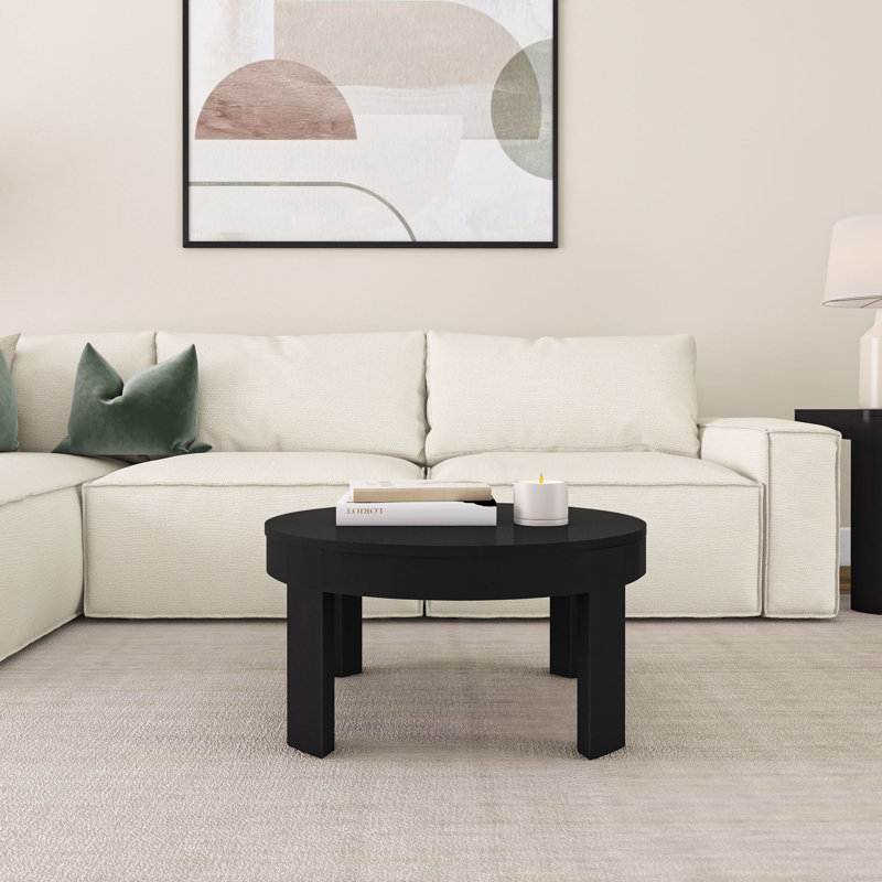 Valletta Contour Round Coffee Table (30in x 30in / 762mm x 762mm), Black