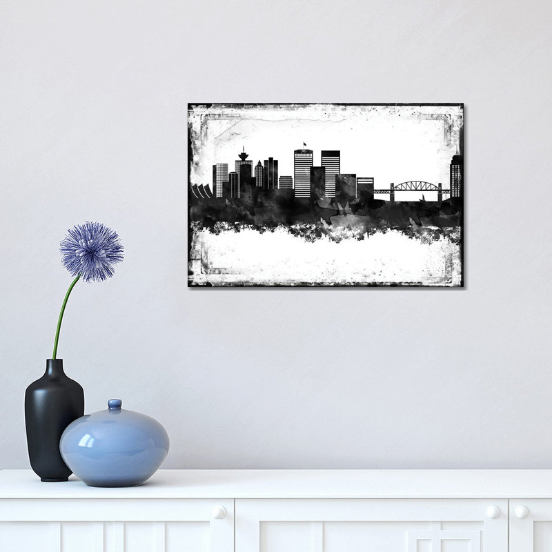 Vancouver Black & White Film 1 Piece Wrapped Canvas Wall Art, 30.48cm H x 45.72cm W x 1.9cm D