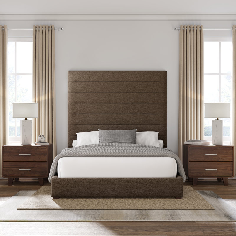 Dezyah Upholstered Standard Bed, Brown Flax Revolution®, Queen