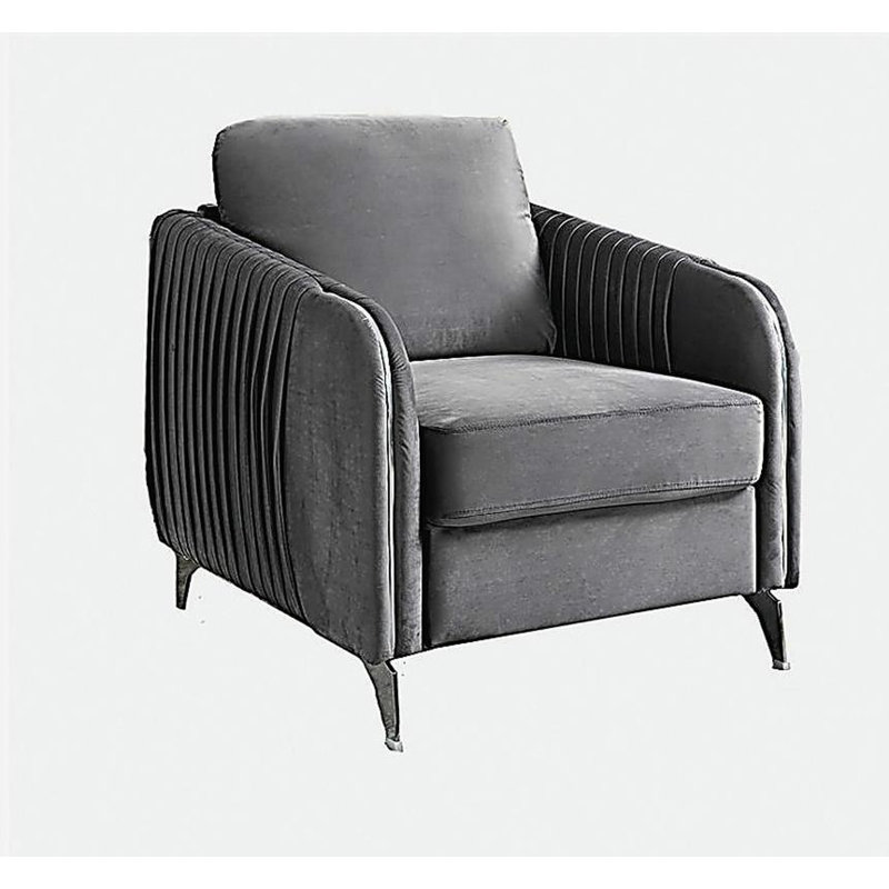 Fauteuil d'appoint moderne chic en velours gris Hadriano