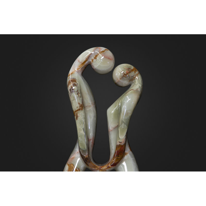 Polished Green Onyx Couple in Love Statue
