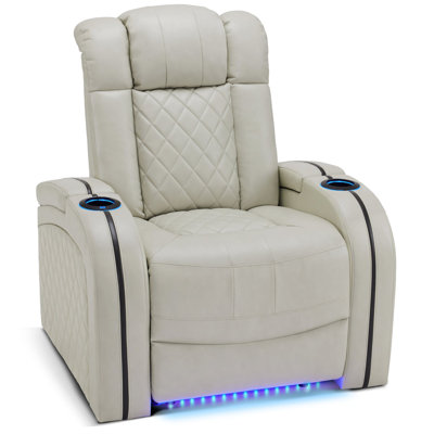 37.8" Wide Faux Leather Home Theater Seating with Cup Holder by Wrought Studio