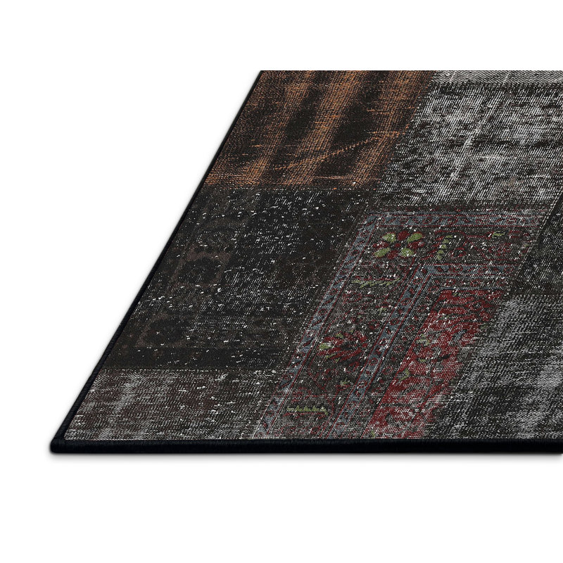 Tapis contemporain noir / gris, Rectangle 2 pi x 3 pi