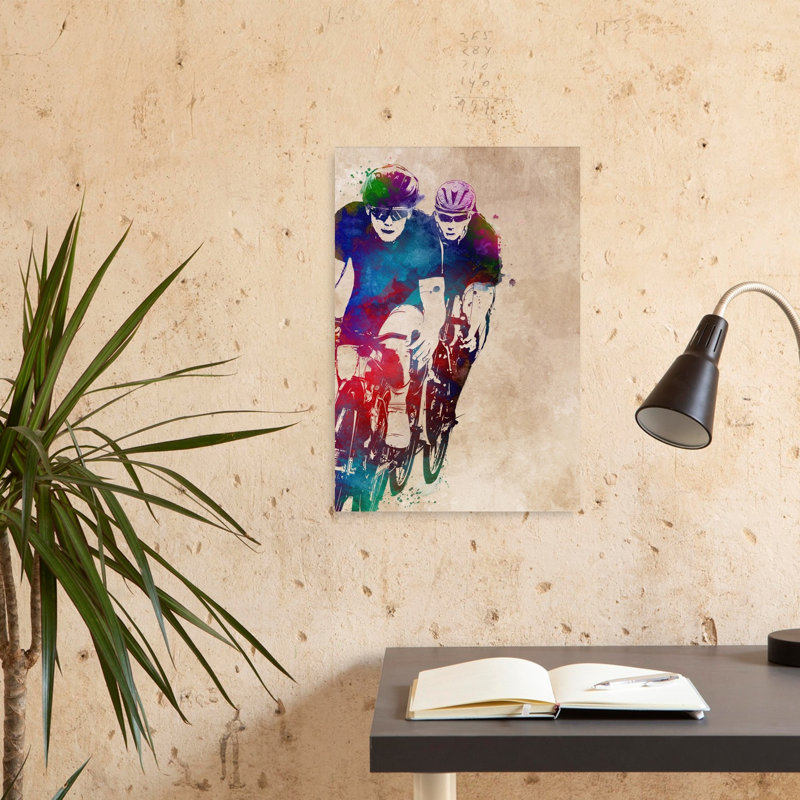 «Vibrant Cycling Action», art mural contemporain, 24" H x 16" W