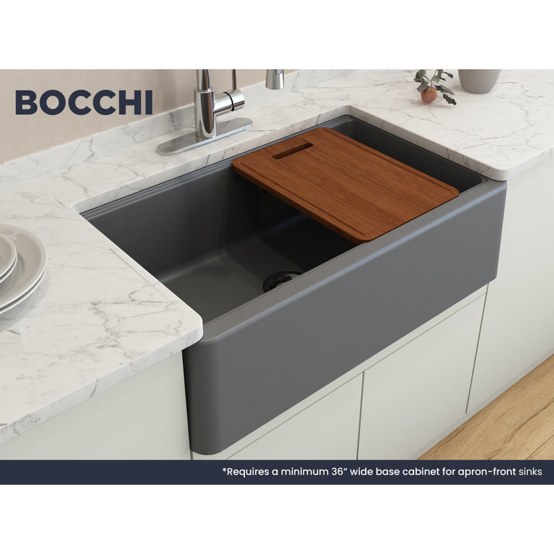 Arona 33'' L Single Basin Kitchen Sink, Concrete Gray