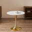 Table de salle à manger avec base à piédestal et plateau classique en marbre blanc, sièges 2 à 4, cadre rond de 27,6 po en fer doré, style Mid-Century moderne pour la cuisine ou le salon