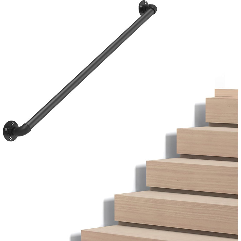 RAYNED LLC Wall-Mounted Metal Hand Rail For Indoor & Outdoor Steps ...