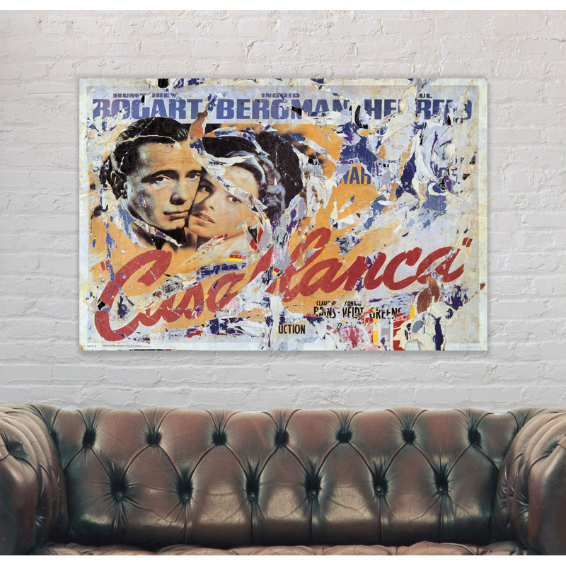 Casablanca, Classic Movie, Distressed - Wrapped Canvas Print, 41cm H x 61cm W x 4cm D