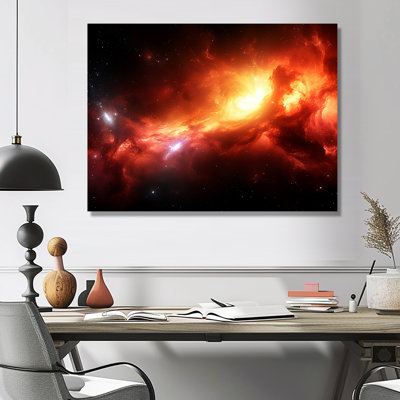Red And Yellow Galactic Nebula - Space Wall Art Decor