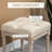 HOMCOM 16" Vintage Ottoman, Tufted Foot Stool With Upholstered Seat, Rustic Wood Legs For Bedroom, Living Room, Beige