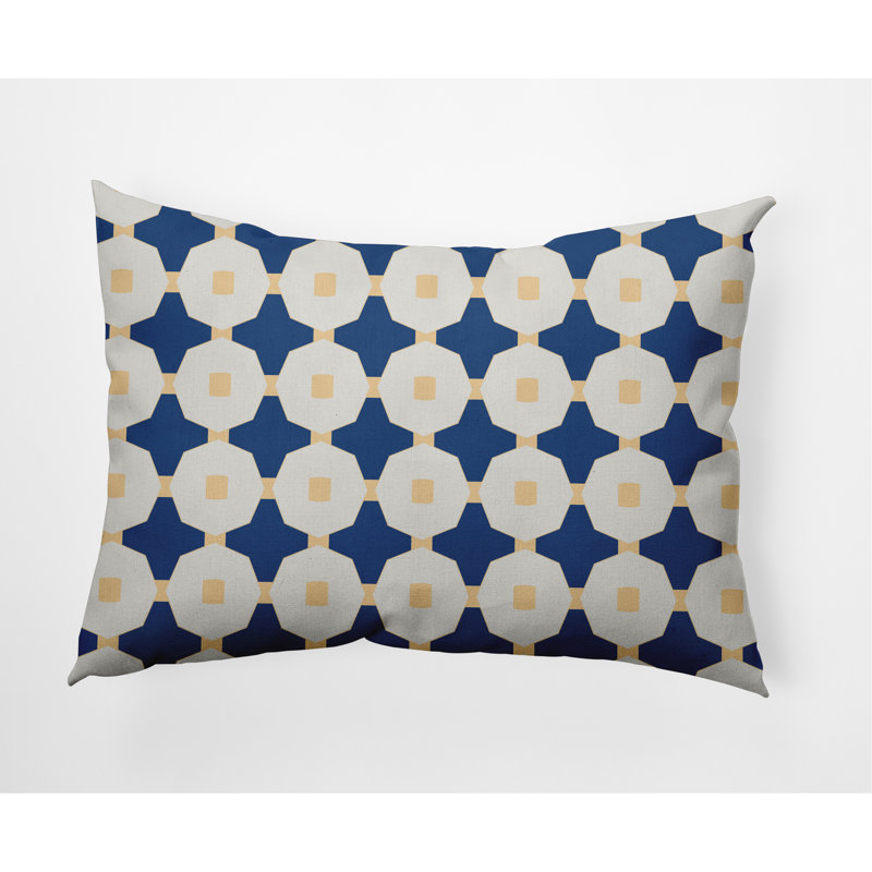 Coussin intérieur / extérieur, Bleu cobalt foncé / jaune