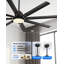 Ventilateur de plafond 72 pouces à 8 pales de 72 po avec lumière, CFM élevé, 3CCT, moteur réversible, télécommande, application et commande vocale-606103504-606103506