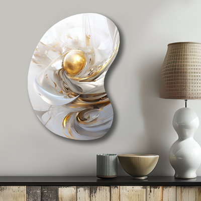 Elsmoriet Fractal Gold Sphere I - Fractals Boom Shape - Assymterical Metal Wall Art